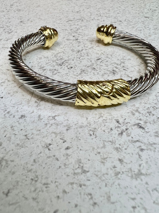Two-Tone Cable Cuff Braclet