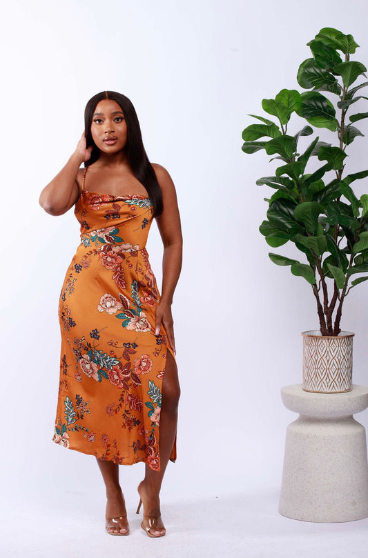 Floral Print Sleeveless Midi Dress