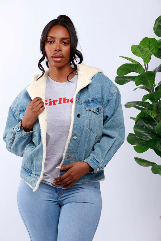 Classic Long-Sleeve Denim Hooded Jacket