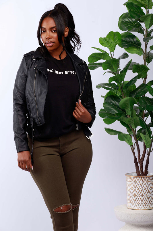 Faux Leather Moto Jacket