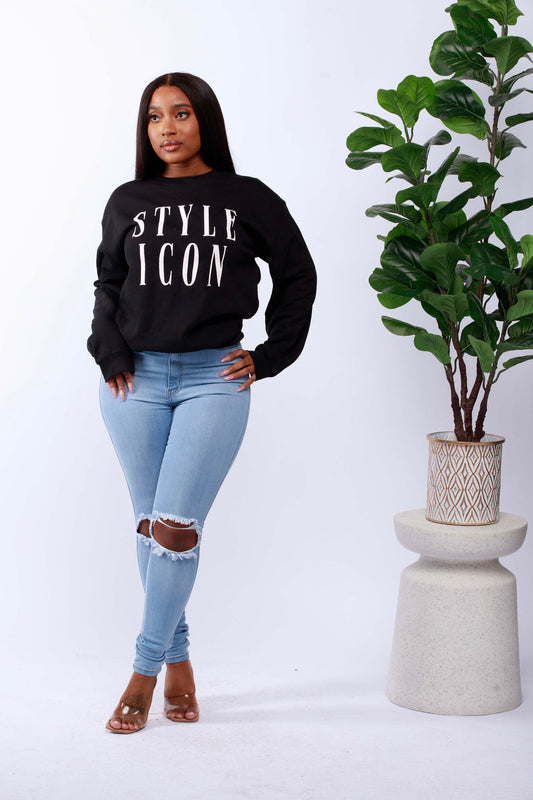 ''Style Icon'' - Printed Long-Sleeve Sweatshirt