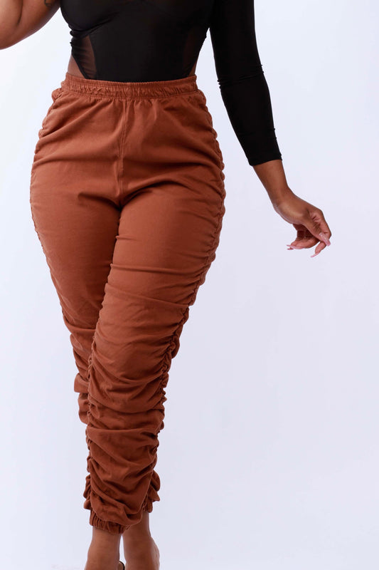 Solid High-Waist Pants