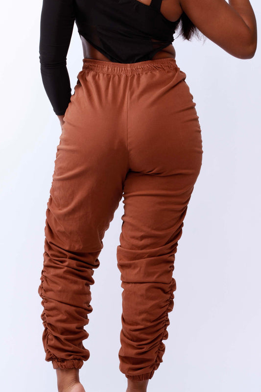 Solid High-Waist Pants