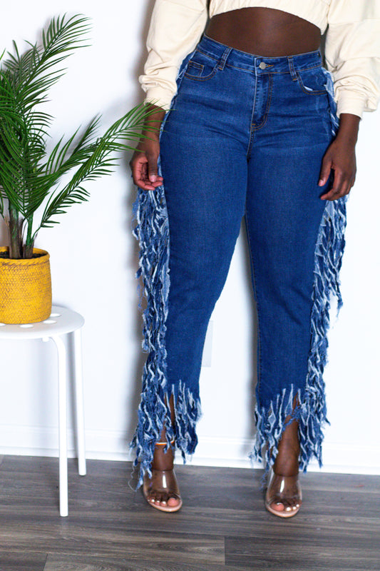 Tassel High-Waist Jeans