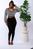 Striped Long-Sleeve Crop Sweater