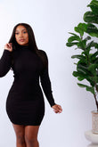 Turtleneck Long-Sleeve Bodycon Dress