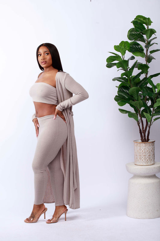 Bandeau Top, Leggings and Cardigan Set
