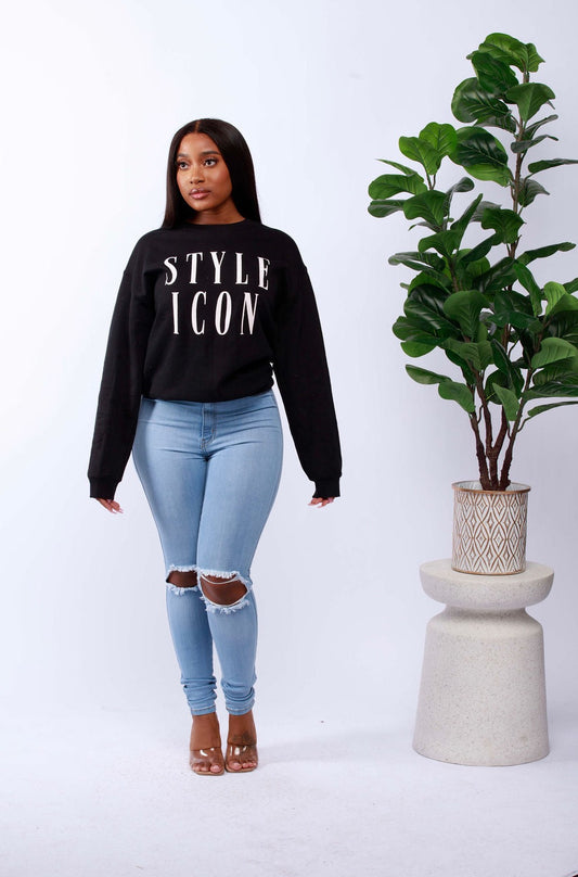 ''Style Icon'' - Printed Long-Sleeve Sweatshirt