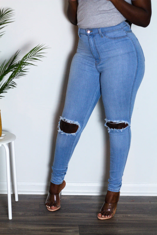 Ripped High-Waist Skinny Jeans